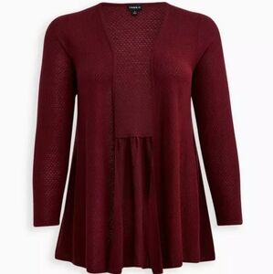 Torrid 12 0X Drape Front Cardigan Sweater Zinfandel L 0X